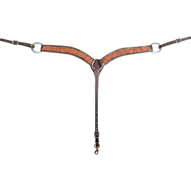 Load image into Gallery viewer, Martin Floral Tooled Dyed Edge Breast Collar - 2"

