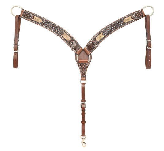 Rafter T Turquoise Rawhide Breast Collar - 3