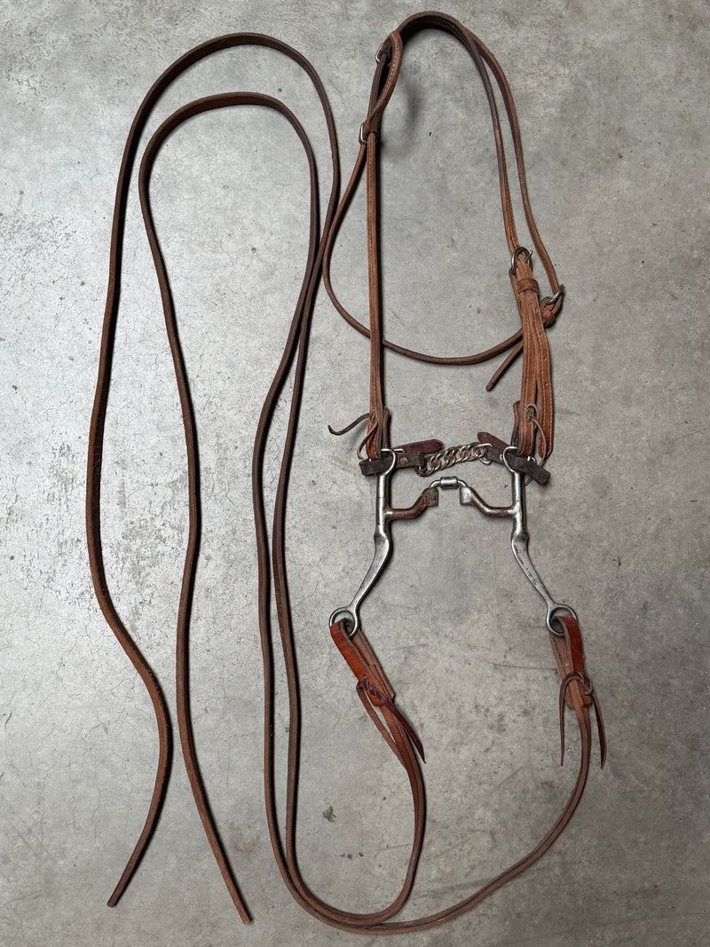 Load image into Gallery viewer, Used Bridle Set - One Ear with Throatlatch, TOKLAT Mylers Correctional Wide Port Bit, Split Reins
