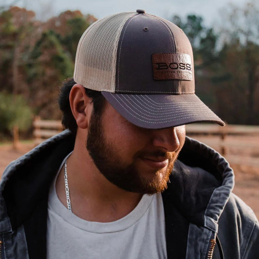 Boss Leather Patch Ball Cap Brown/Tan