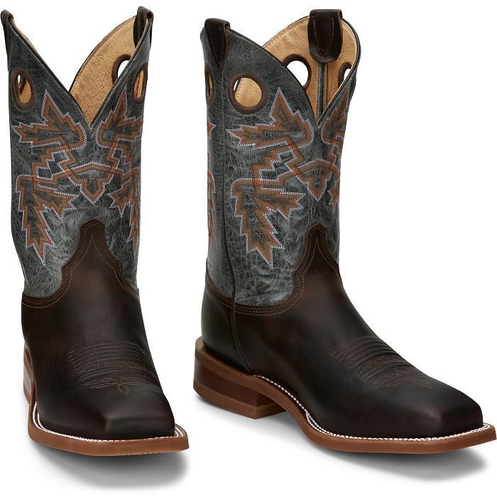 Load image into Gallery viewer, Justin 11" Bent Rail Cowhide Square Toe Boot - Chocolate Brown
