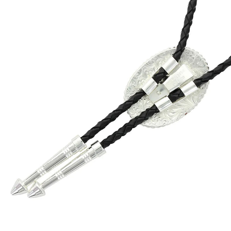 Load image into Gallery viewer, Montana Silversmiths Engraved Silver Oval Bolo Tie
