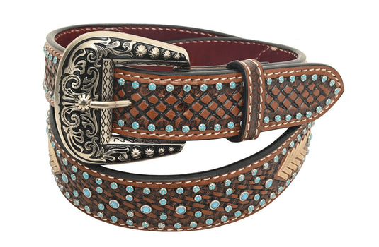 Rafter T 1-1/2" Turquoise Rawhide Western Belt