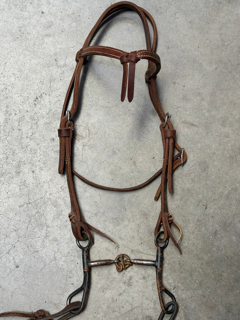 Load image into Gallery viewer, Used Bridle Set - Herschberger Futurity Browband, Short Shank Lifesaver Bit, Split Reins
