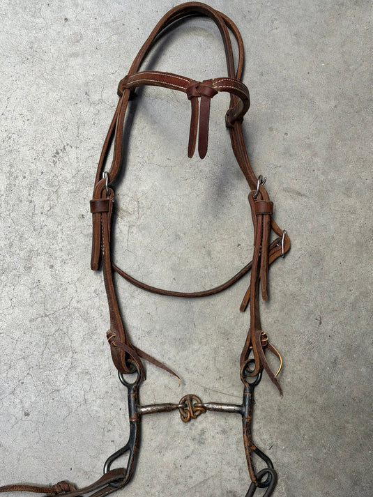 Used Bridle Set - Herschberger Futurity Browband, Short Shank Lifesaver Bit, Split Reins