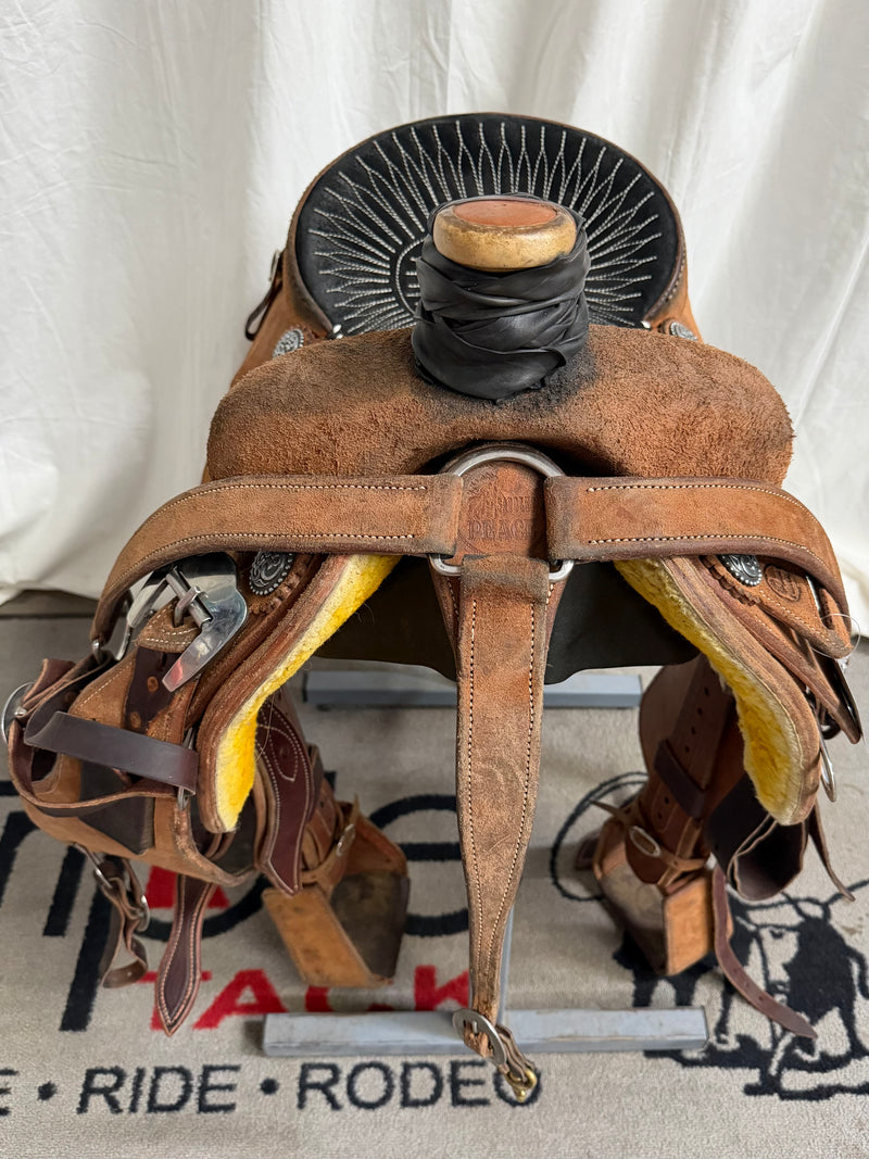 Load image into Gallery viewer, Used Peace Saddles Team Roper Saddle 14.5" &amp; Matching Breast Collar
