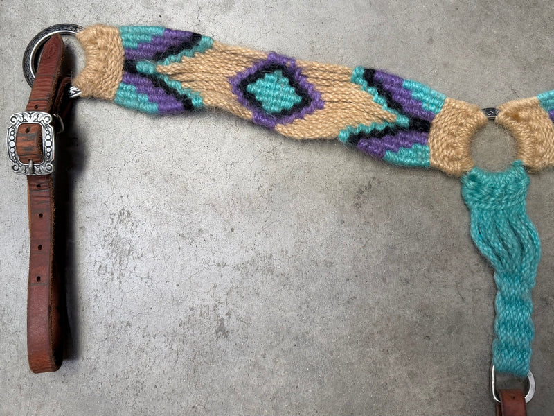 Load image into Gallery viewer, Used Tyler Rice Mohair Breast Collar - Natural/Purple/Turquoise
