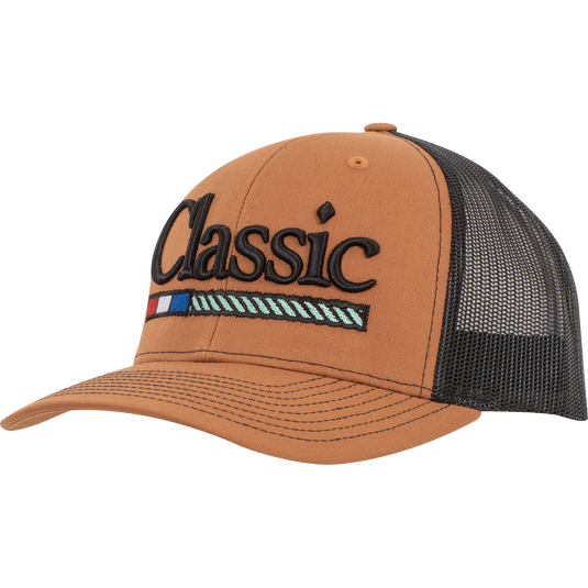 Classic Rope Large Embroidered 3D Logo Ball Cap - Camel/Black