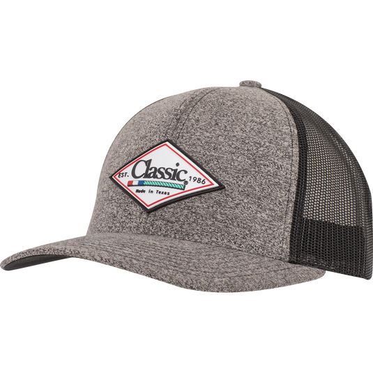 Classic Rope Diamond Patch Logo Ball Cap - Black Heather/Black