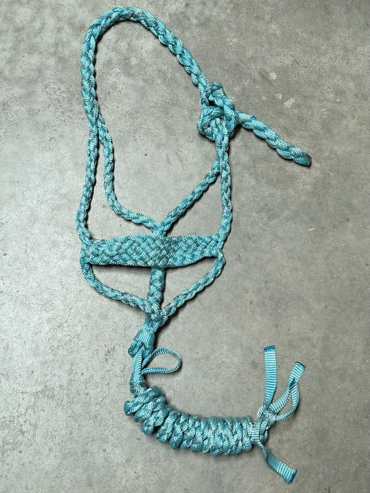 Used Braided Wide Nose Halter & Lead - Light Blue