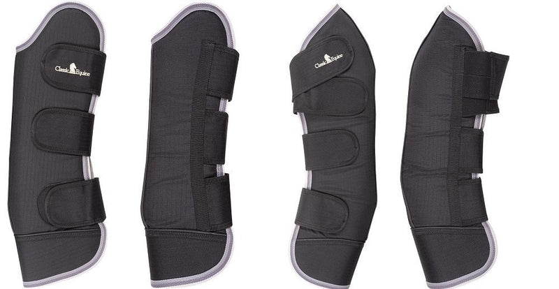 Load image into Gallery viewer, Classic Equine Shipping Boots Front &amp; Hind Set - Black
