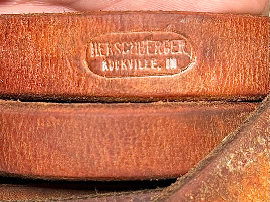Used Bridle Set - Herschberger Browband, D-Ring Double Twisted Copper Wire Snaffle Bit, Split Reins