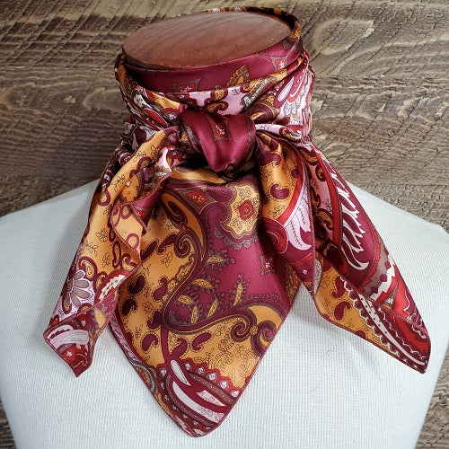 Load image into Gallery viewer, Heavy Weight Charmeuse Paisley &amp; Print Wild Rag - 36"x36"
