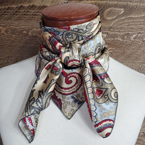 Load image into Gallery viewer, Heavy Weight Charmeuse Paisley &amp; Print Wild Rag - 36"x36"
