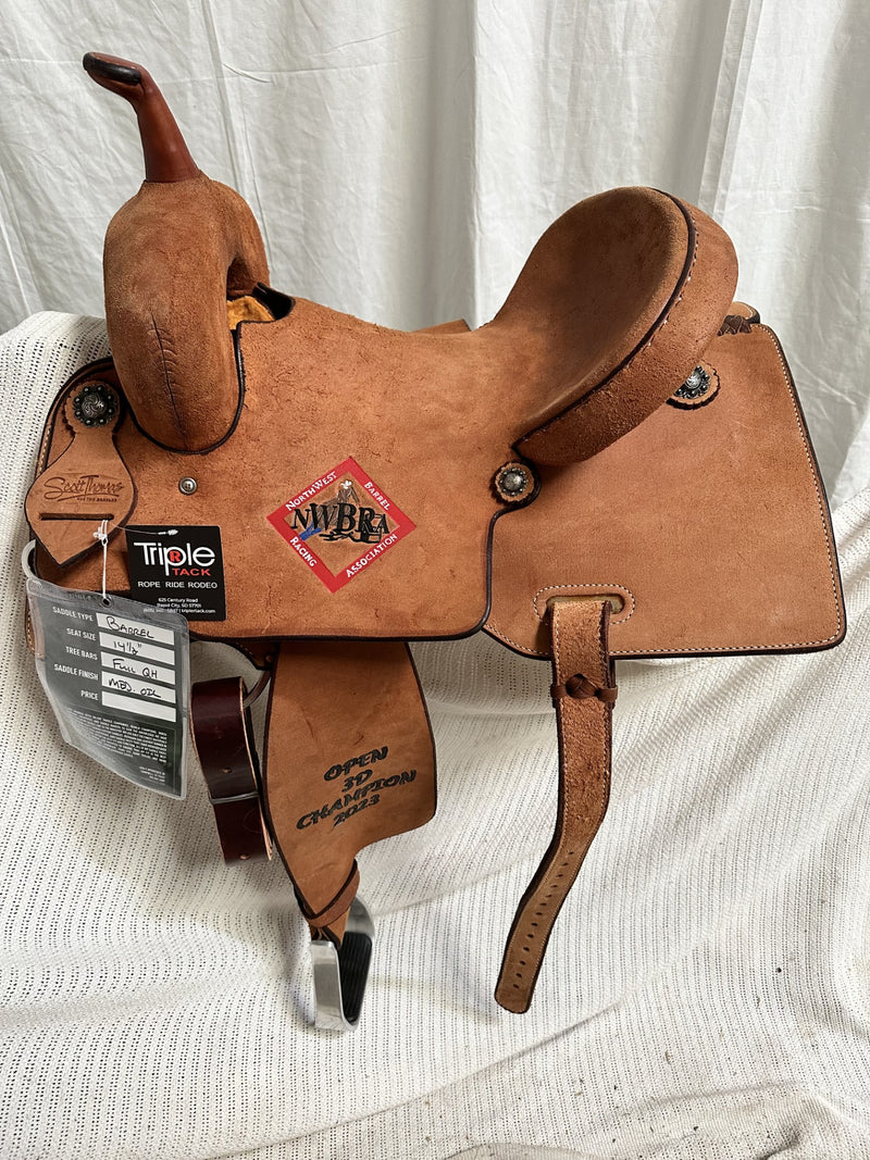 Load image into Gallery viewer, Used (NEW) Scott Thomas NWBRA Trophy Barrel Saddle 14.5"
