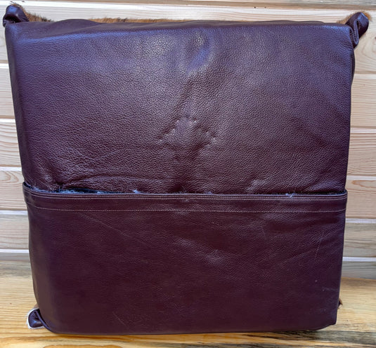 Cowhide & Cross Pillow - Brown