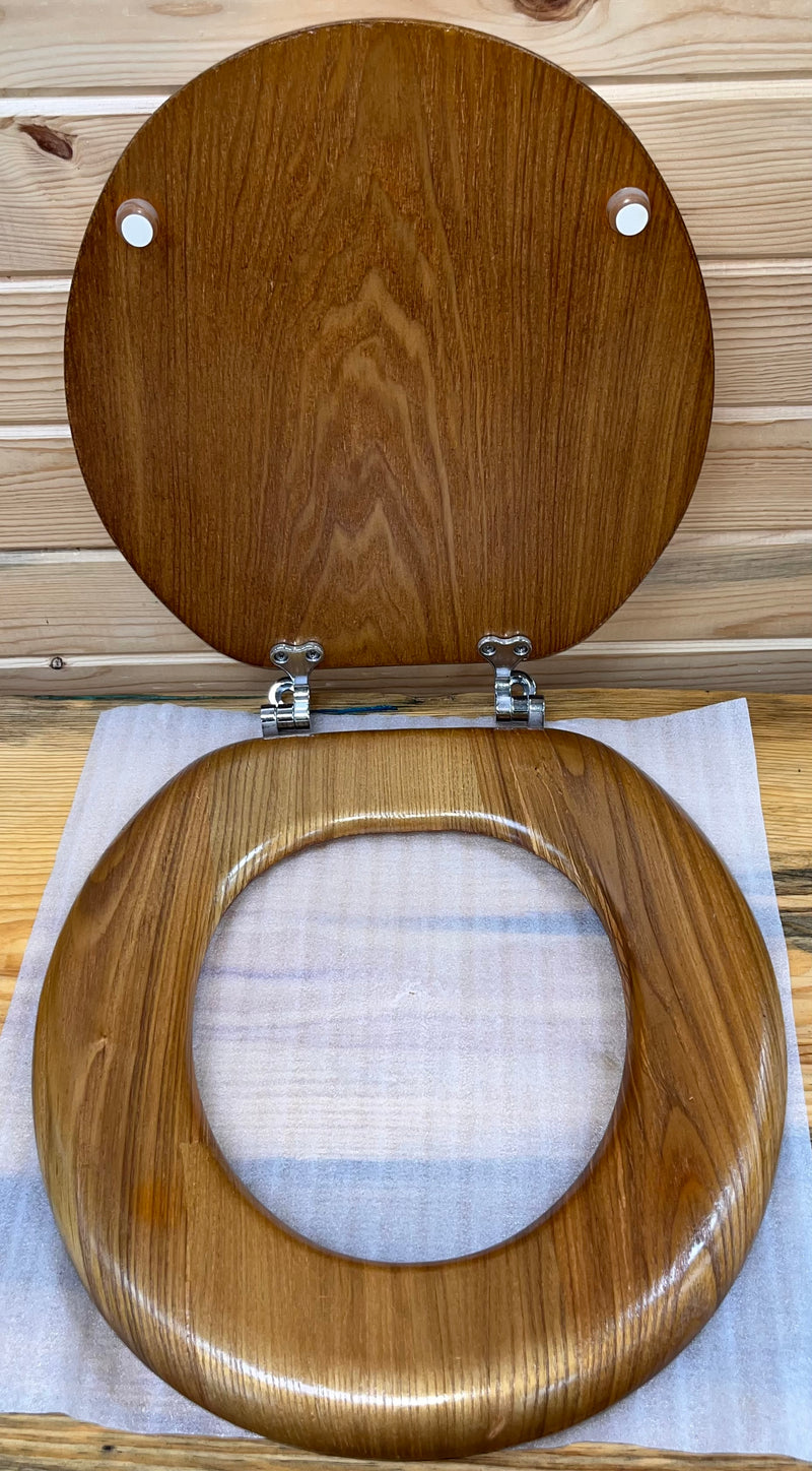Load image into Gallery viewer, Wooden Toilet Seat/Lid/Hardware - Cowhide Cross
