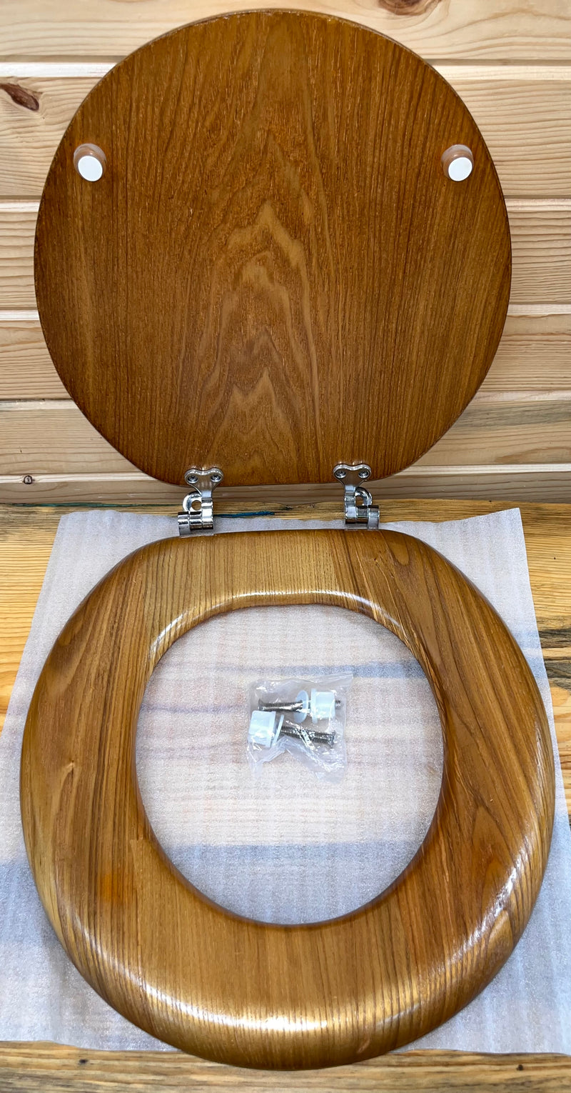 Load image into Gallery viewer, Wooden Toilet Seat/Lid/Hardware - Cowhide Cross
