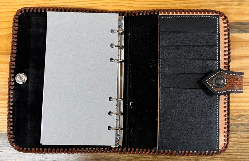 Load image into Gallery viewer, Hand Tooled Leather Covered Planner/Organizer
