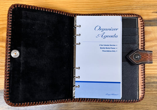 Hand Tooled Leather Covered Planner/Organizer