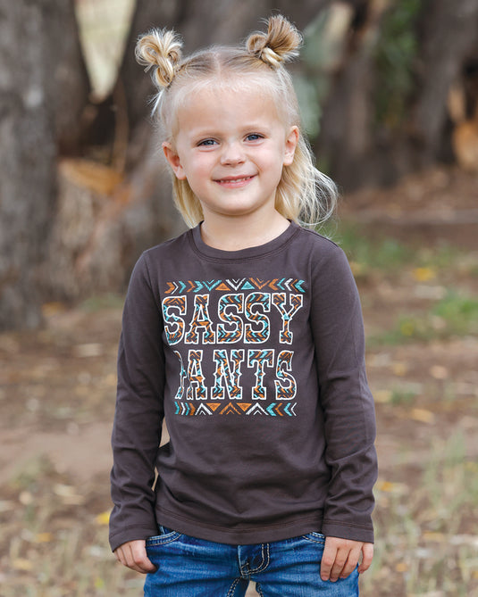 Cruel Girls Toddler Sassy Pants Long Sleeve Tee Shirt - Brown