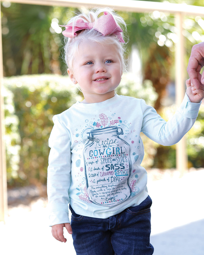 Load image into Gallery viewer, Cruel Girls Toddler Recipe for a Cowgirl Long Sleeve Shirt - Light Blue
