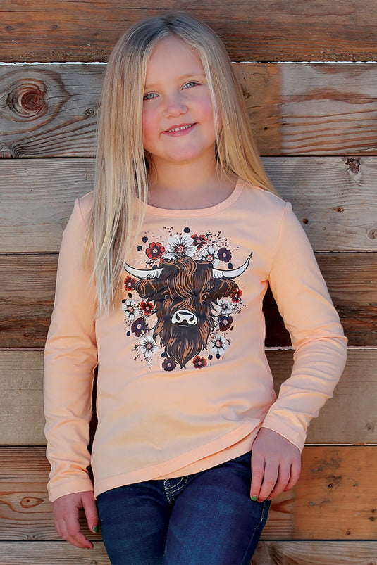 Cruel Girls Highlander Long Sleeve Tee Shirt - Peach