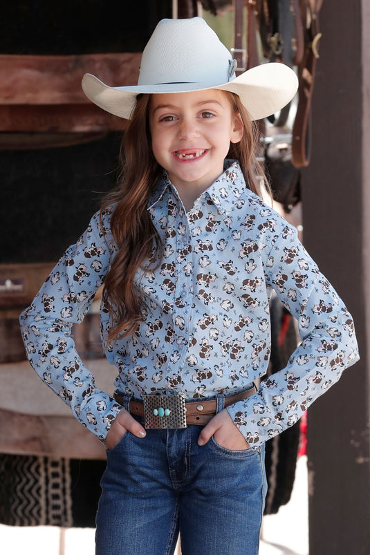 Cruel Girls Long Sleeve Animal Print Shirt - Light Blue