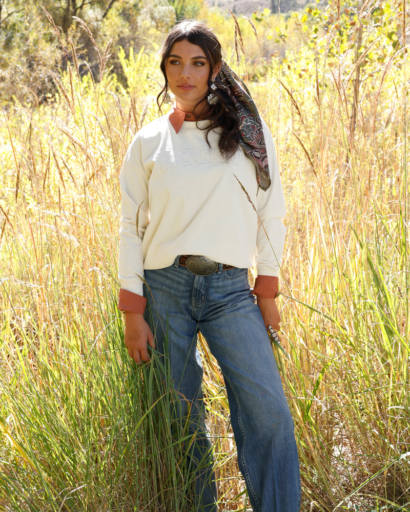 Load image into Gallery viewer, Cruel Womens Front Embroidery Sweatshirt - Cream
