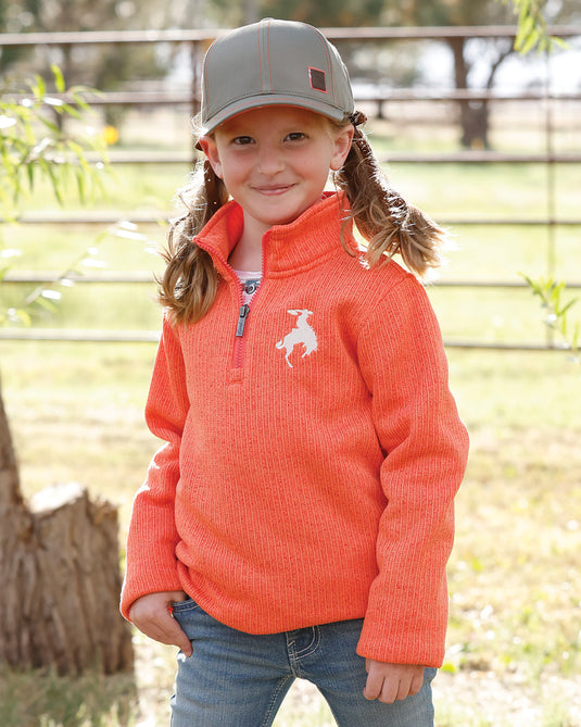 Cruel Girls 1/4 Zip Sweater Knit Pullover - Coral