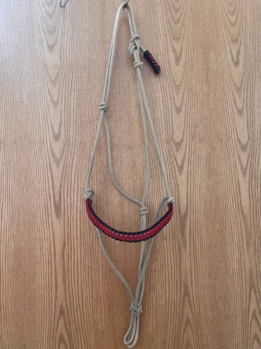 Braided Nose Rope Halter - Tan/Red/Black