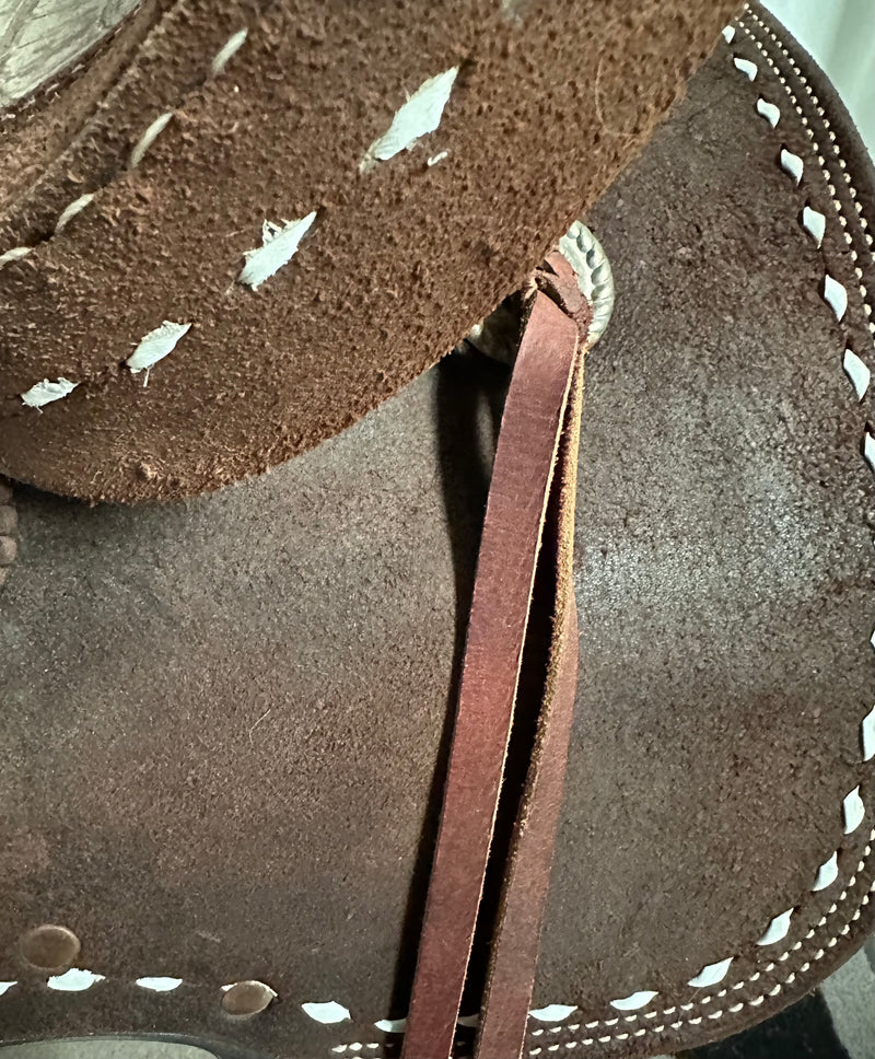 Load image into Gallery viewer, Used Sheridan Saddlery Chocolate Buckstitch Barrel Saddle 14"
