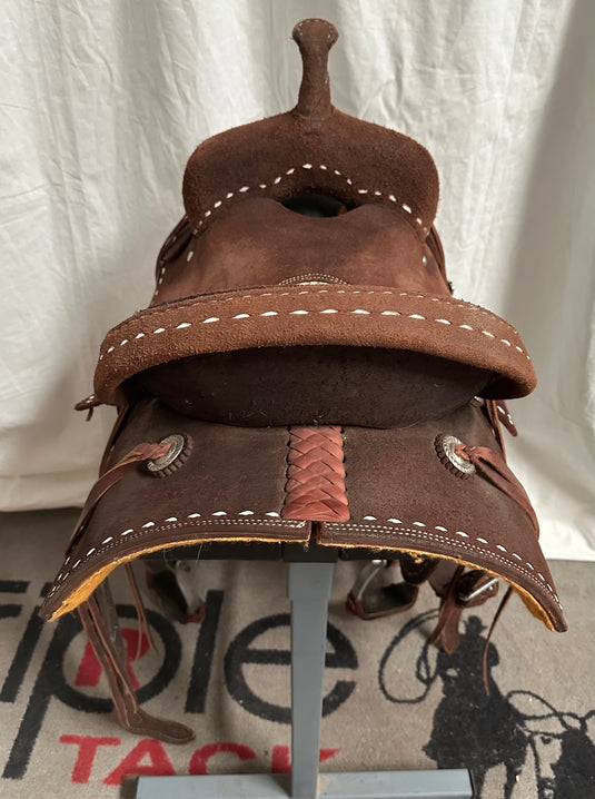 Used Sheridan Saddlery Chocolate Buckstitch Barrel Saddle 14"