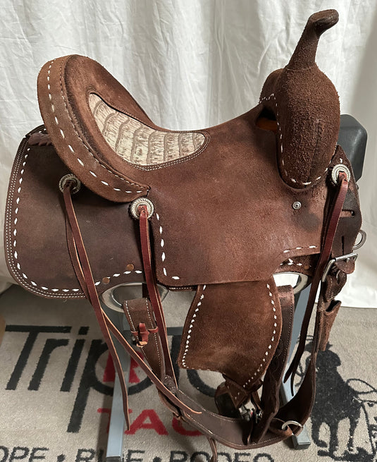Used Sheridan Saddlery Chocolate Buckstitch Barrel Saddle 14