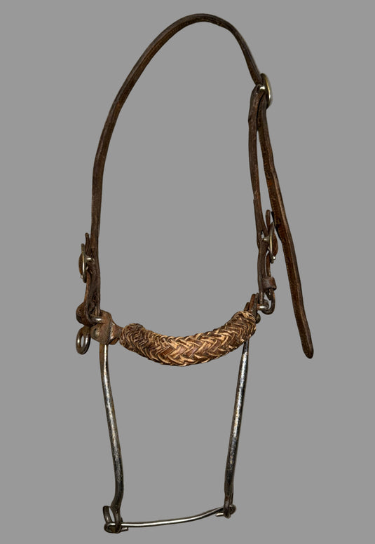 Used Slip On Headstall & Rawhide Braided Nose Mechanical Hackamore