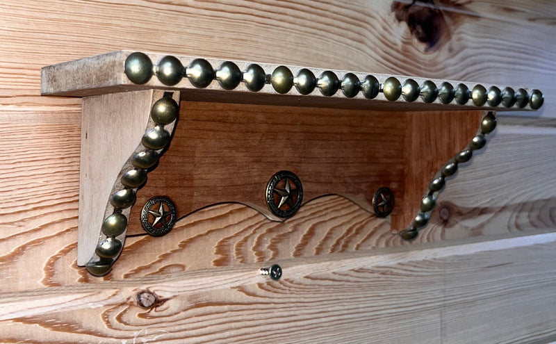 Load image into Gallery viewer, Small 3 Star &amp; Dots Wooden Shelf
