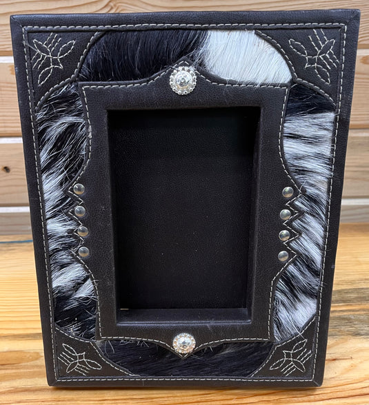 Genuine Leather Cowhide Picture Frame - 4x6
