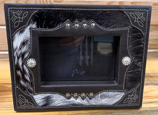 Genuine Leather Cowhide Picture Frame - 4x6
