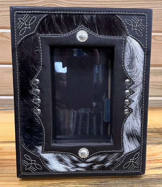 Genuine Leather Cowhide Picture Frame - 4x6