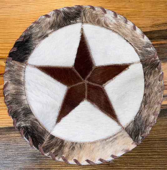 Round Cowhide Placemat - Star - 12
