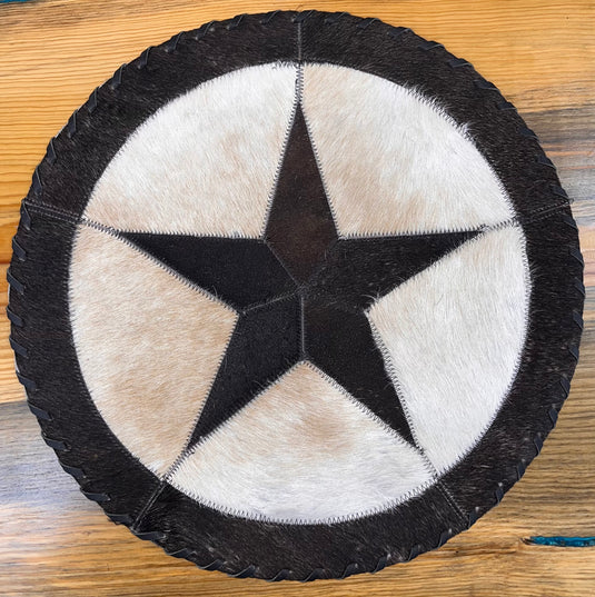 Round Cowhide Placemat - Star - 16