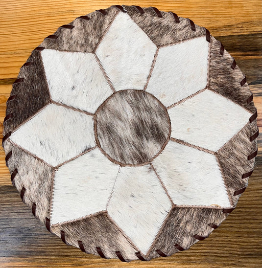Round Cowhide Placemat - 8 Point - 12