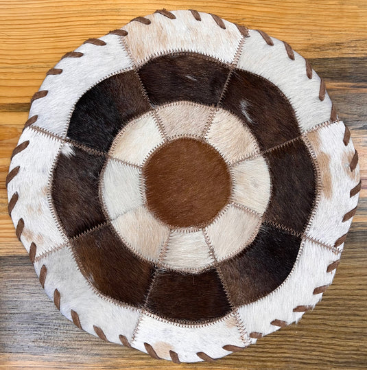 Round Cowhide Placemat - Flowers - 12