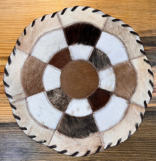 Round Cowhide Placemat - Flowers - 12