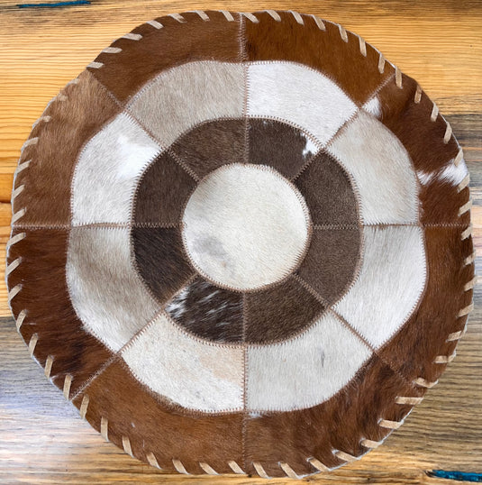 Round Cowhide Placemat - Flowers - 16