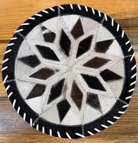 Round Cowhide Placemat - Diamond Star - 12