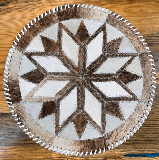 Round Cowhide Placemat - Diamond Star - 16