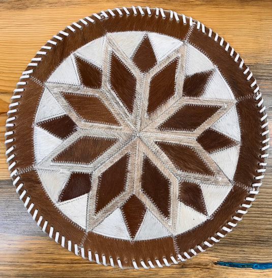Round Cowhide Placemat - Diamond Star - 16