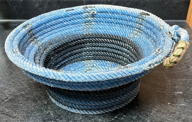 Load image into Gallery viewer, Round Pedestal Lariat Rope Basket - Royal Blue
