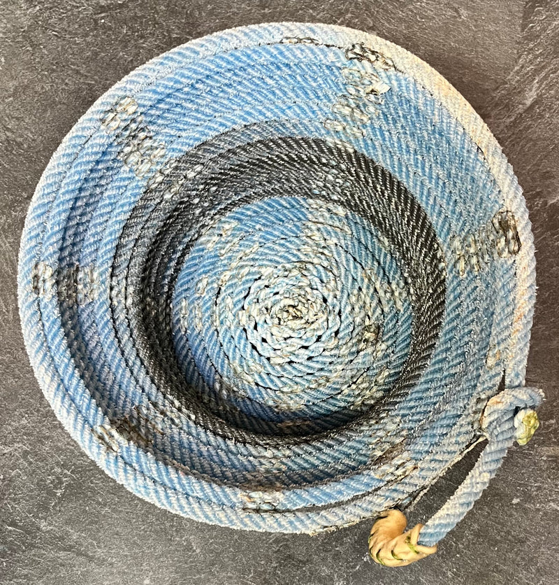 Load image into Gallery viewer, Round Pedestal Lariat Rope Basket - Royal Blue
